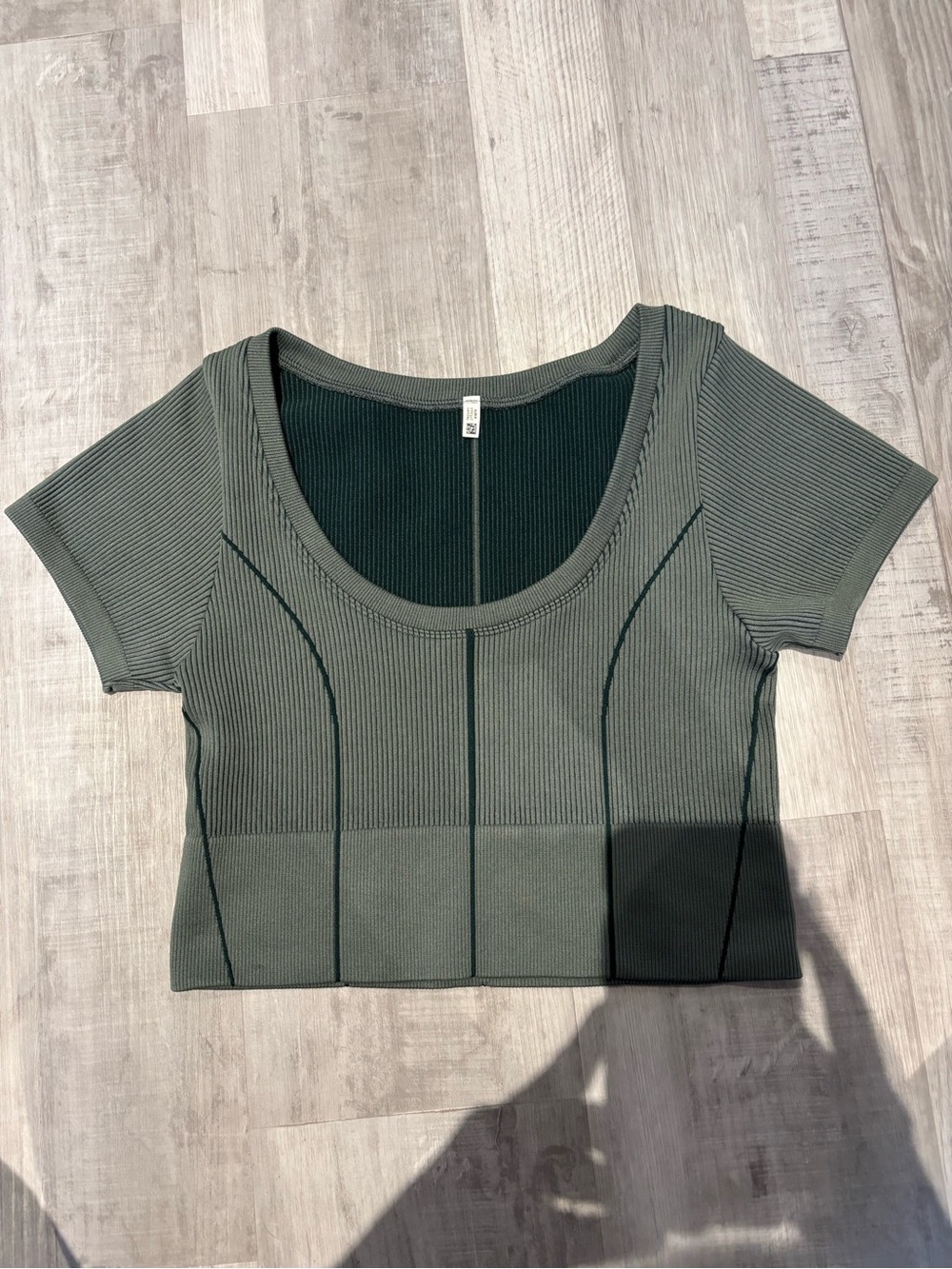 Aerie Ribbed Scoop Crop Top - Olive